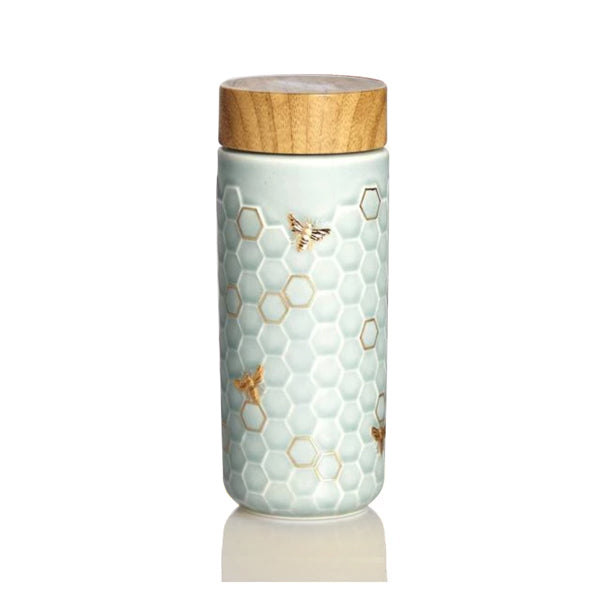 Ceramic Travel Mug | Honey Bee - Hand Painted Gold (12 oz)-4