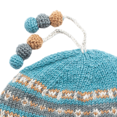 Thame Pom Tassel Hat Grey/Blue - Sumiye Co