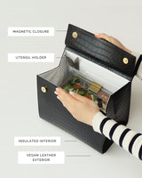 The Luncher - Black Lizard | Designer Lunch Bags & Totes - Sumiye Co