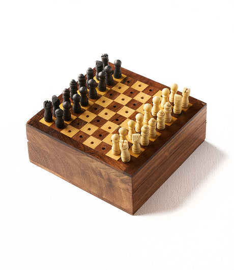 Travel Chess Game -  Handcrafted Wood Pegs by Matr Boomie - Sumiye Co