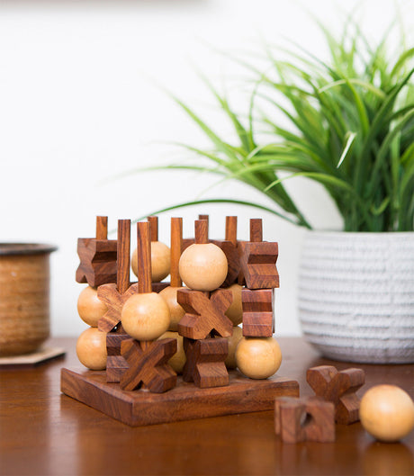 3D Tic Tac Toe Game Set - Handcrafted Wood by Matr Boomie - Sumiye Co