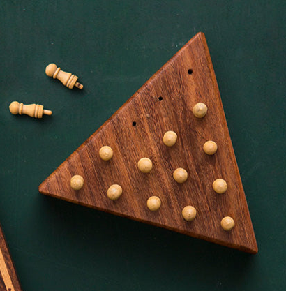 Triangle Peg Board Game - Handcrafted Wood - Sumiye Co