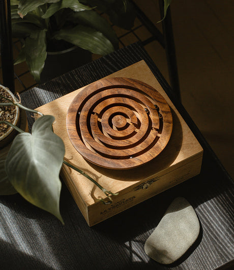 Classic Labyrinth Game -  Hand Carved Wood by Matr Boomie - Sumiye Co