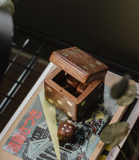 5 Dice Box Set -  Handcrafted Wood by Matr Boomie - Sumiye Co