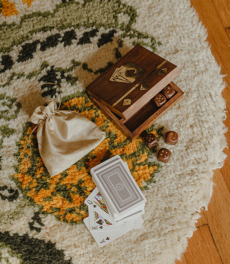 Game Night Box (5 Dice, Playing Cards) - Handcrafted Wood by Matr Boomie - Sumiye Co