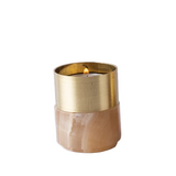 Brass Candle Holder Set - Amber Alabaster - Sumiye Co