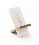 Indukala Moon Phase Phone Stand for Desk - Wood, Marble, Brass by Matr Boomie - Sumiye Co