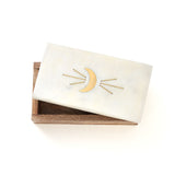 Indukala Crescent Moon Treasure Box - Wood, Marble, Brass by Matr Boomie - Sumiye Co