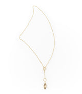 Ruchi Crescent Moon Charm Gold Dainty Drop Lariat Necklace - Sumiye Co
