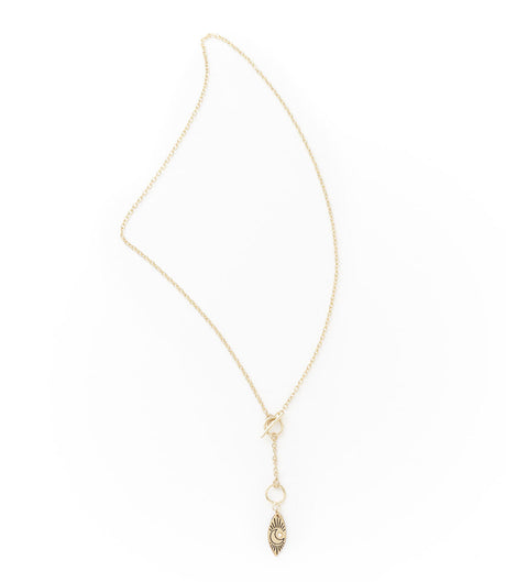 Ruchi Crescent Moon Charm Gold Dainty Drop Lariat Necklace - Sumiye Co