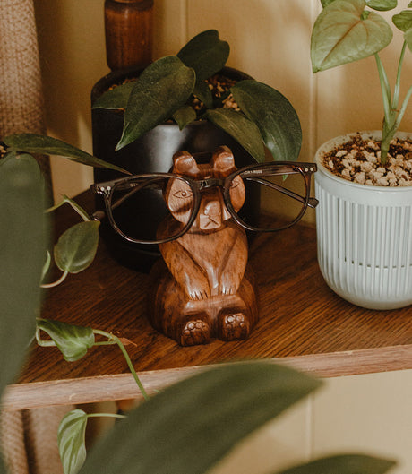 Bear Eyeglasses Holder Stand - Handcrafted Sheesham Wood by Matr Boomie - Sumiye Co