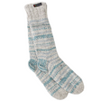 Gray and blue striped sock on a white background