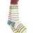 Colorful knitted sock with pattern on a white background