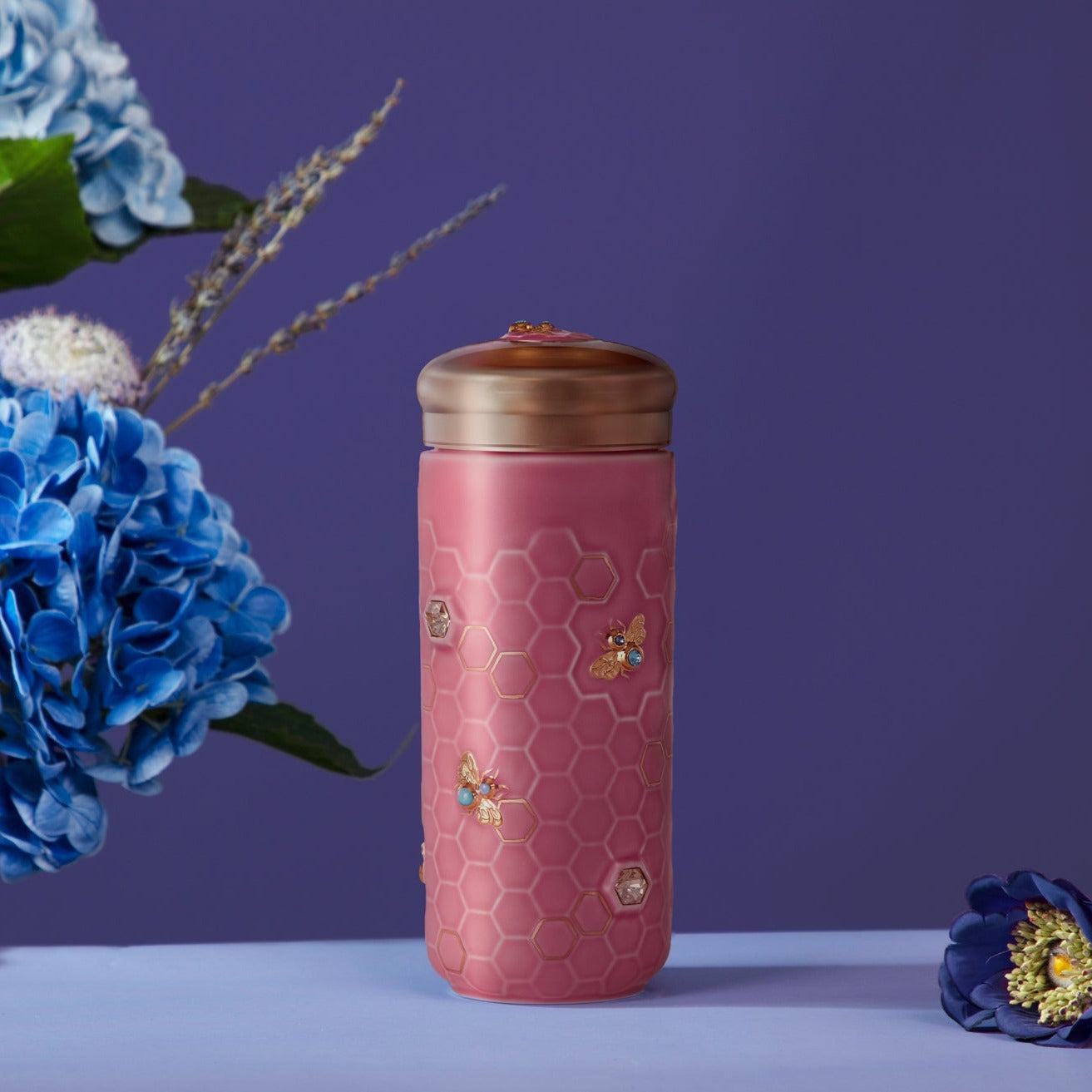 Ceramic Travel Mug | Honey Bee & Crystals - Hand Painted (12 oz)-15