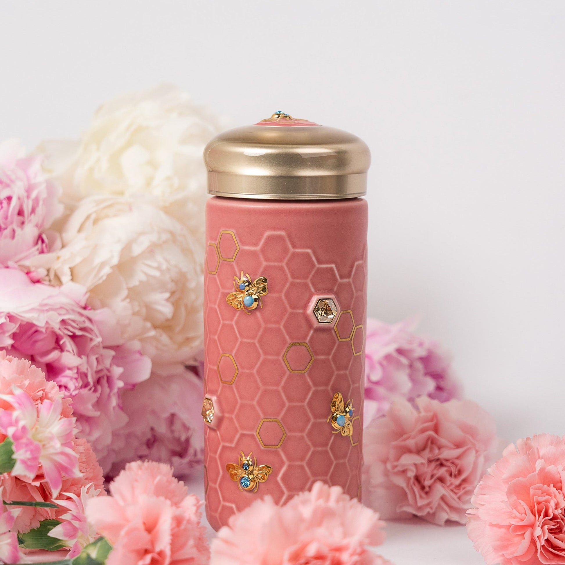 Ceramic Travel Mug | Honey Bee & Crystals - Hand Painted (12 oz)-16