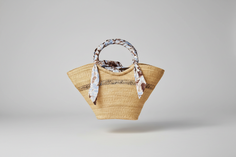 Butterfly Bag Medium - Natural w/ Light Blue, White and Brown Lining - Sumiye Co