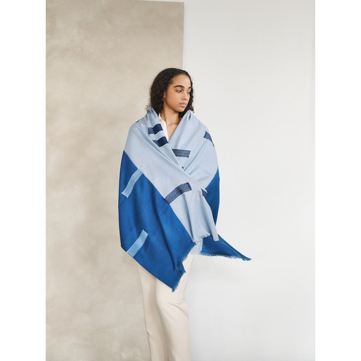 Hand Embroidered Modern Artisanal Scarf