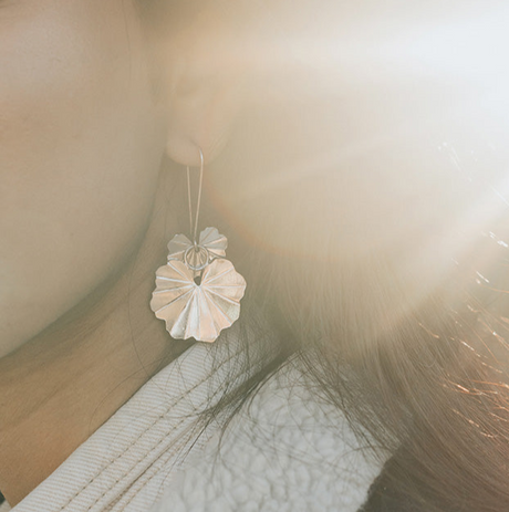 Sayuri Ginkgo Leaf Silver Dangle Earrings by Matr Boomie - Sumiye Co