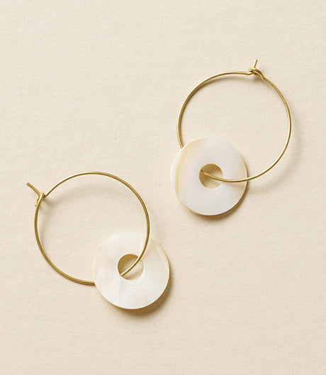 Varidi Dainty Gold Hoop Earrings - Mother of Pearl by Matr Boomie - Sumiye Co