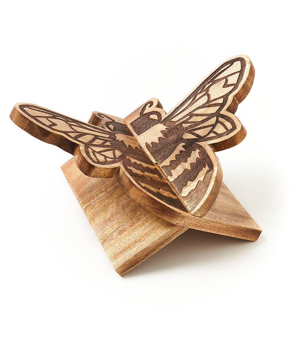 Bee Open Book Stand Holder - Handcrafted Mango Wood by Matr Boomie - Sumiye Co