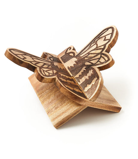 Bee Open Book Stand Holder - Handcrafted Mango Wood by Matr Boomie - Sumiye Co