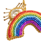 Rainbow Sun Rays Felt Ornament - Hand Embroidered - Sumiye Co