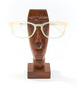 Face Glasses Holder Stand - Hand Carved Indian Rosewood by Matr Boomie - Sumiye Co