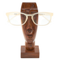 Wooden mask with glasses on a white background