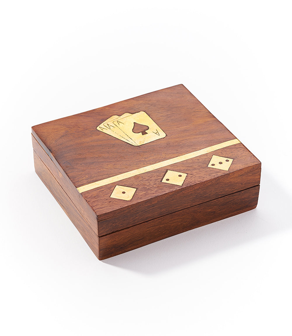 Game Night Box (5 Dice, Playing Cards) - Handcrafted Wood by Matr Boomie - Sumiye Co