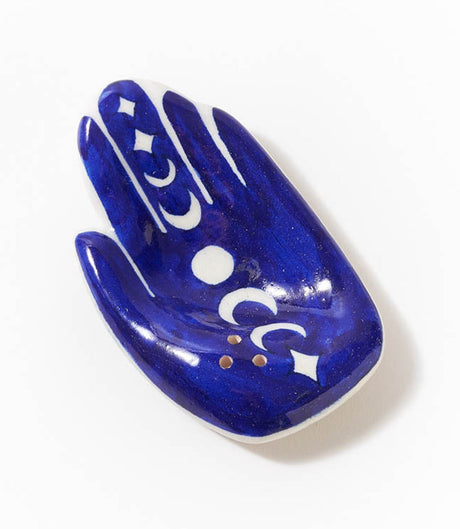 Jalini Hamsa Moon Phase Incense Holder Hand Painted Ceramic by Matr Boomie - Sumiye Co