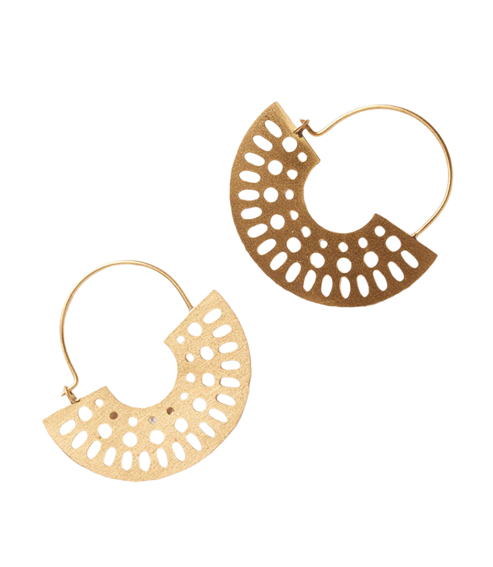 Abhaya Cutout Gold Hoop Earrings by Matr Boomie - Sumiye Co