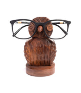 Owl Eyeglass Holder Stand - Hand Carved Wood by Matr Boomie - Sumiye Co