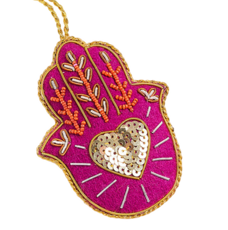 Hamsa Felt Ornament - Hand Embroidered - Sumiye Co