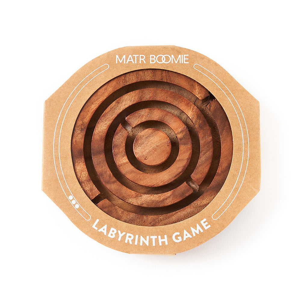 Classic Labyrinth Game -  Hand Carved Wood by Matr Boomie - Sumiye Co