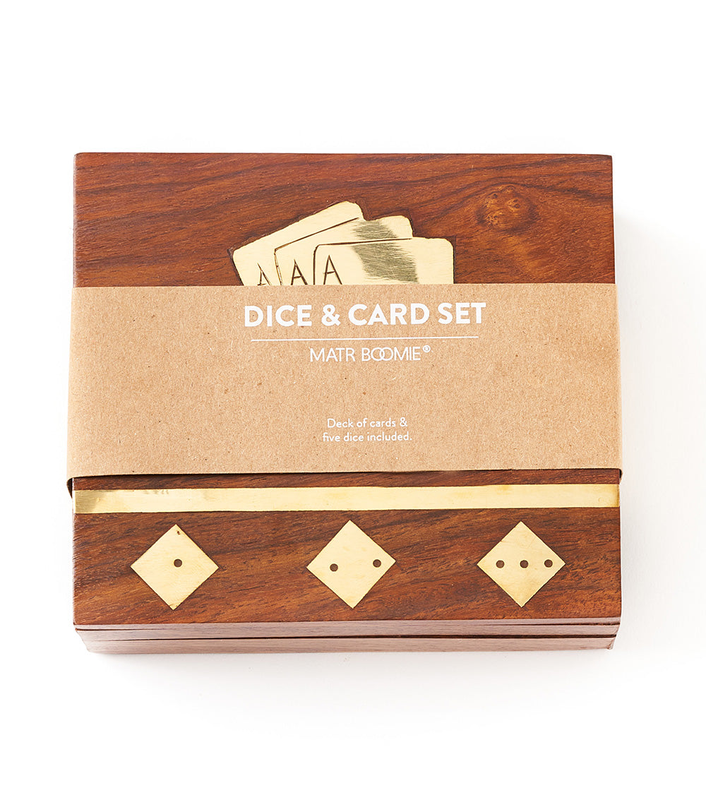 Game Night Box (5 Dice, Playing Cards) - Handcrafted Wood by Matr Boomie - Sumiye Co