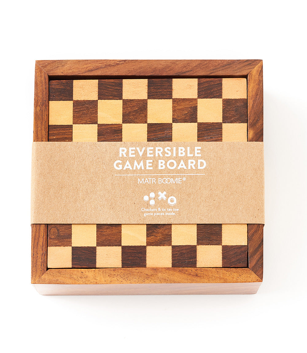 Checkers and Tic Tac Toe Game Set - Handcrafted Wood by Matr Boomie - Sumiye Co