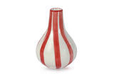 Ceramic Stripe  bud vase, Red -  3.5 x 3.5 x 4.75 Inches ( Set of 2 )