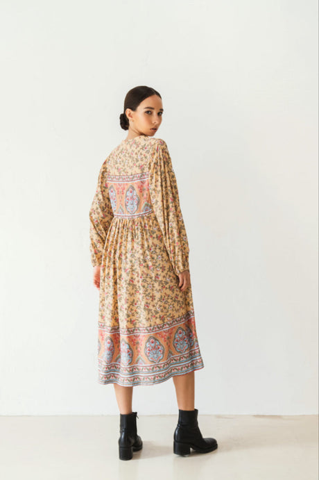 Gianna Midi dress in Yellow - Sumiye Co