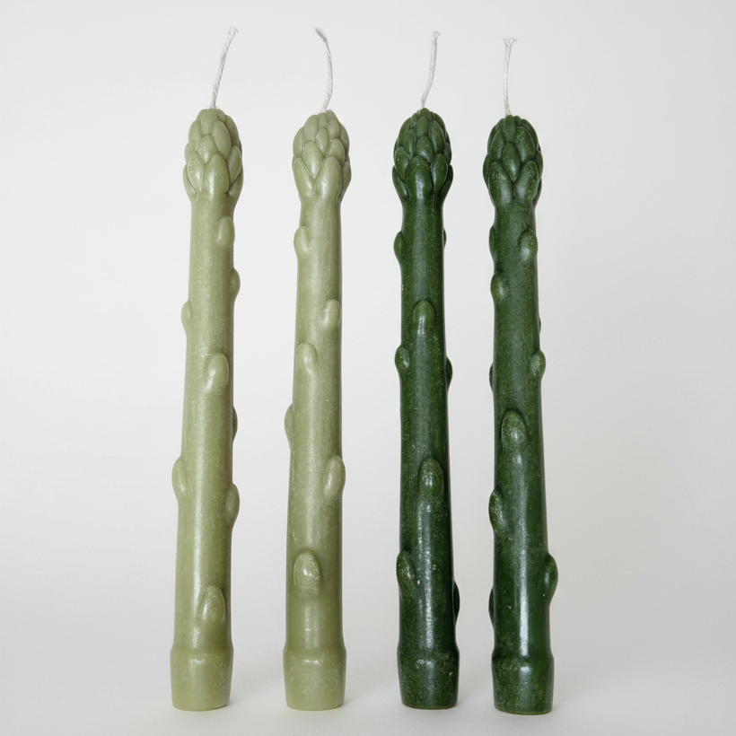 Asparagus Candles – Handcrafted Botanical Taper Candles – Set of 2