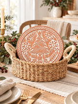 Bread Warmer & Basket Gift Set with Tea Towel - Christmas Round-4