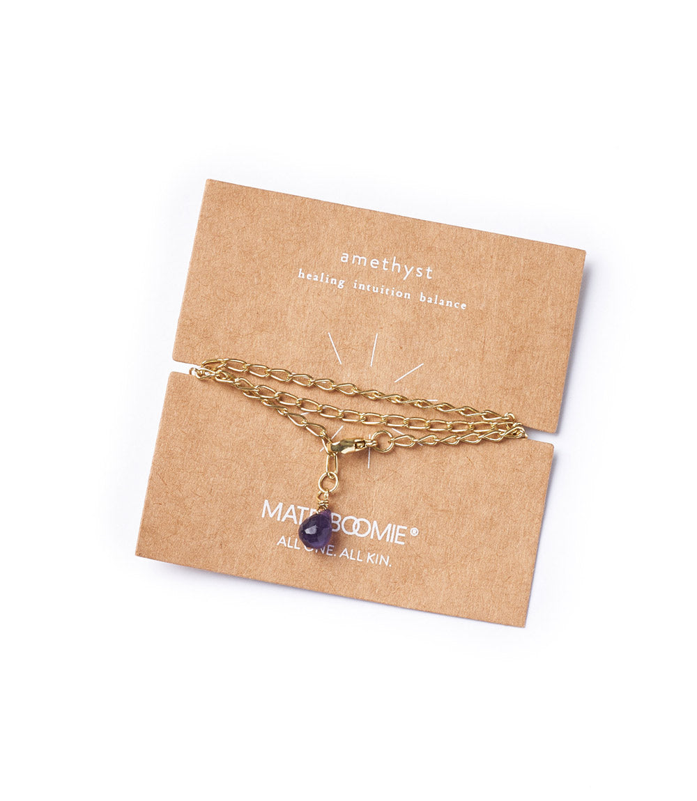 Indali Amethyst Gemstone Drop Necklace - Purple, Semi Precious - Sumiye Co
