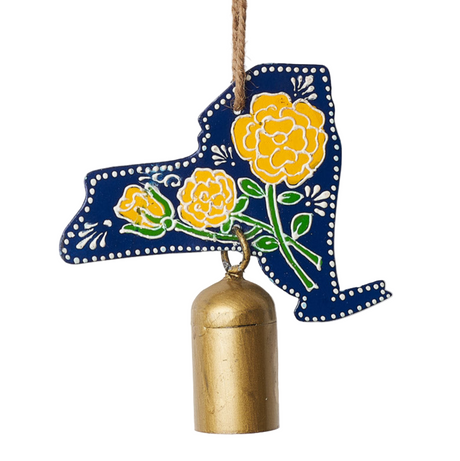New York State Rose Wind Chime - Hand Painted State Flower - Sumiye Co