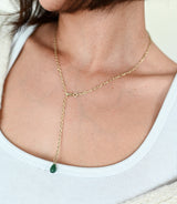 Indali Aventurine Gemstone Drop Necklace - Green, Semi Precious - Sumiye Co