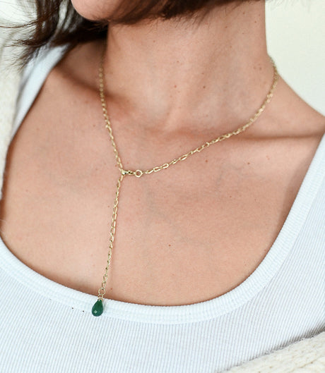 Indali Aventurine Gemstone Drop Necklace - Green, Semi Precious - Sumiye Co