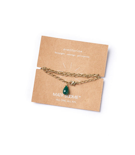 Indali Aventurine Gemstone Drop Necklace - Green, Semi Precious - Sumiye Co