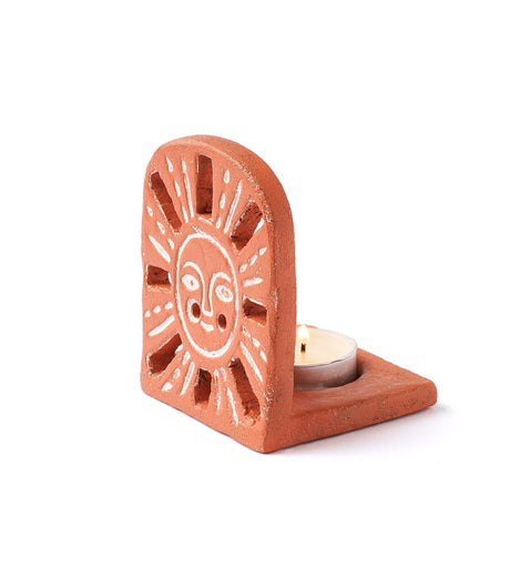 Vasanta Sunrise Tealight Candle Holder - Terracotta by Matr Boomie - Sumiye Co