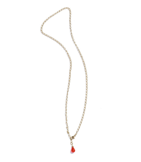 Necklace with a red pendant on a white background