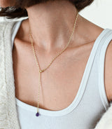 Indali Amethyst Gemstone Drop Necklace - Purple, Semi Precious - Sumiye Co