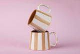 Ceramic Brown Stripe  Coffee cup - 3.5 x 2.5 Inches ( Set of 4 )