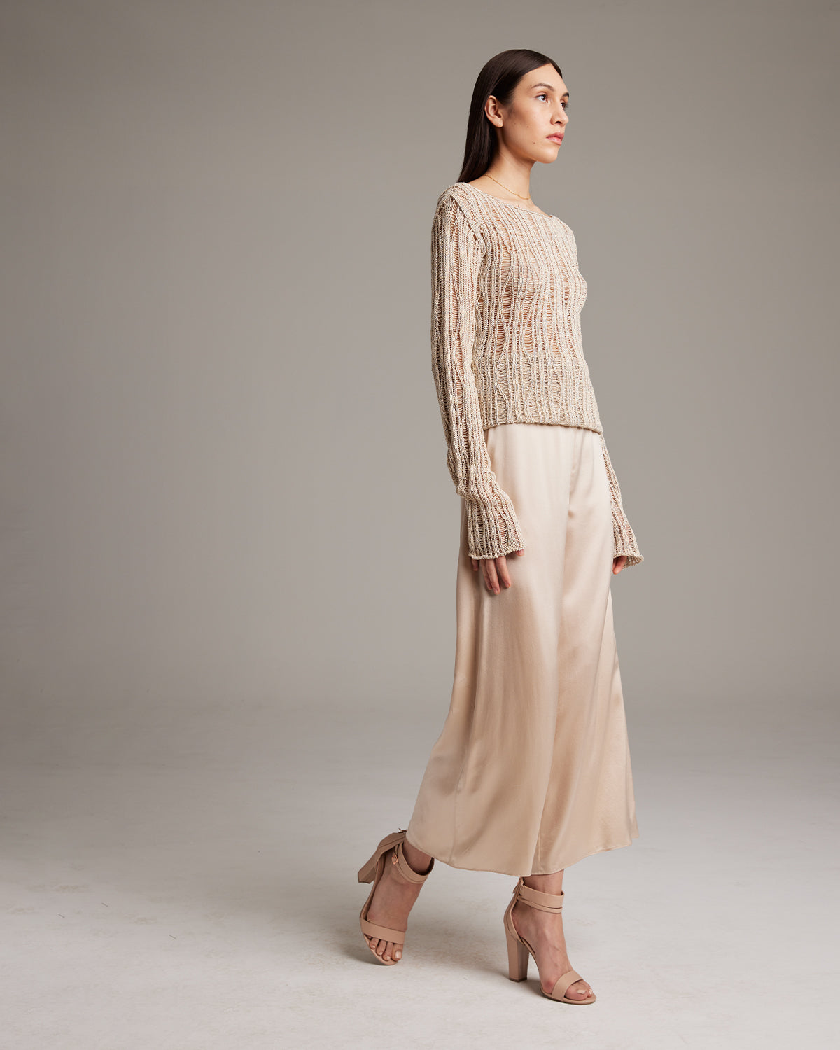 Lace Knit Boatneck Sweater - Sumiye Co